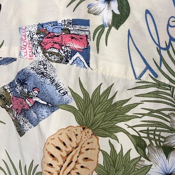 NEWT Honolulu Vintage Mens Shirt Size Medium White Green Tropical Print Aloha - Picture 6 of 10